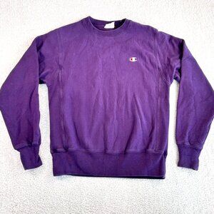 Champion Reverse Weave Crew Neck Sweatshirt Sz Small Purple Unisex Comfy Casual